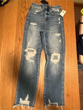 BUCKLE Flying Monkey NWT Size 24 Ultra High Rise Straight Distressed- Raw Hem
